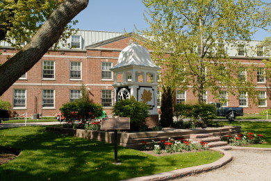 A view of the CFC campus - the Memorial Clock Tower to the east of Curtis Hall.