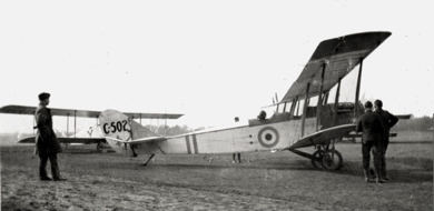 A Curtiss JN-4 Canuck on the Armour Heights Aerodrome.
